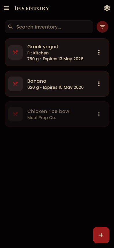 Fit Horizon inventory page